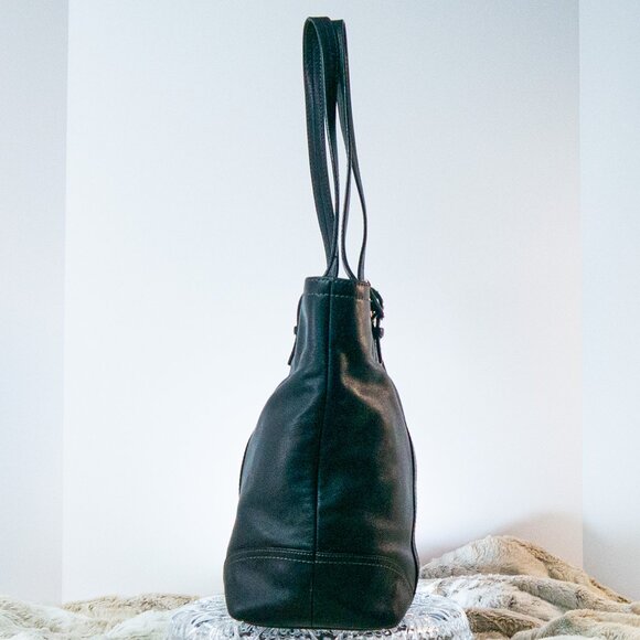 Y2K Vintage Coach Black Hampton Glove-tanned Leather Tote/Shoulder Bag Purse EUC - Picture 2 of 6